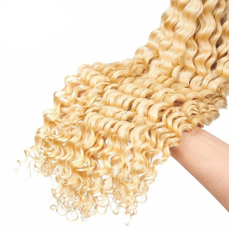 32 Inch Blonde Human Braiding Hair Bundle - Deep Wave Boho Bulk