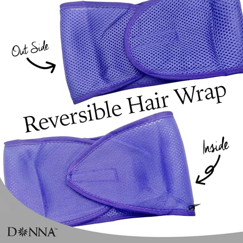 Donna Deluxe Foam Velcro Headband - Silk Hair Wraps for Face Wash & Styling