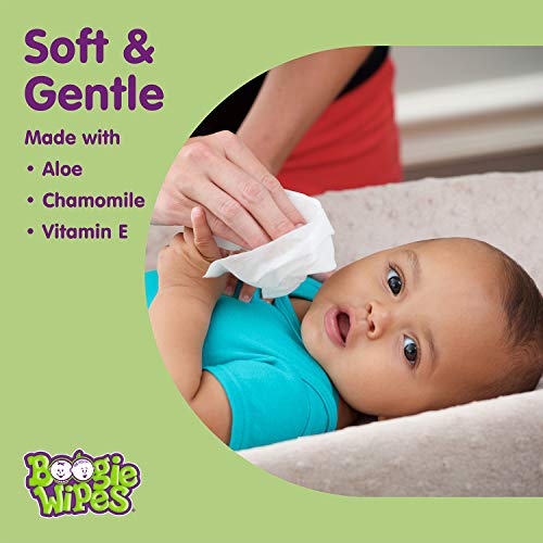 Boogie Baby Wet Wipes for Face, Hand, Body & Nose, Made with Vitamin E, Aloe, Chamomile & Natural Saline, Grape Scent, Purple, 30 Count, Pack of 3