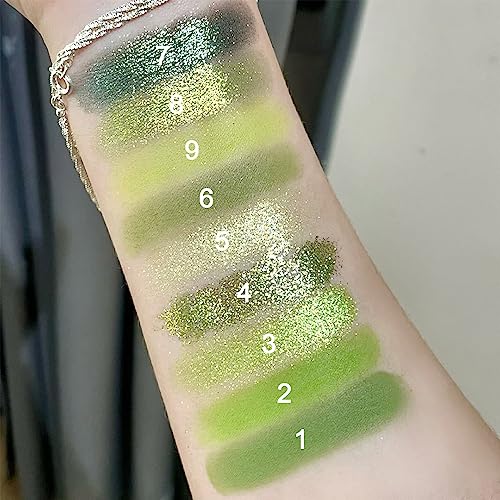 Green Eyeshadow Palette 9 Colors - Matte Shimmer Glitter