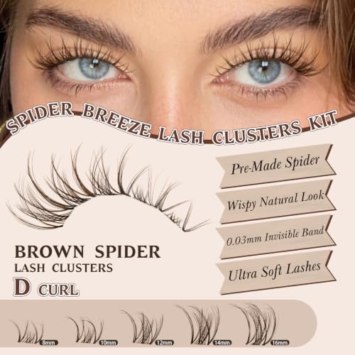 Brown Spider Lash Clusters Kit with White Glue - DIY Extensions