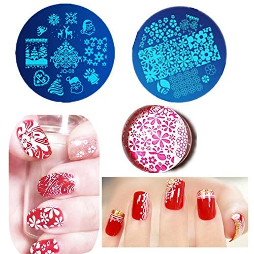 LiBiuty 15pcs Nail Stamp Plates set 15 plate 2Stamper 2Scraper 1storage bag Nails Art Stamping Plate Scraper Stamper Set Leaves Flowers Animal Nail plate Template Image Plate