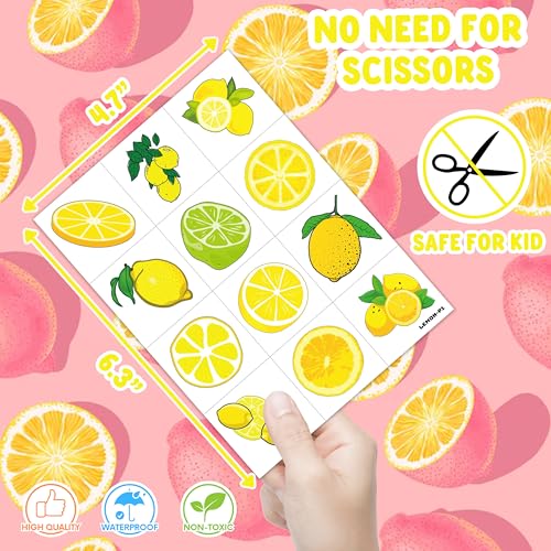 96-Piece Lemon Party Decorations Set with Stickers & Tattoos