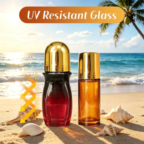 Rose Quartz Roller Bottles 2 Pack - 50ml & 30ml Essential Oil Bottles