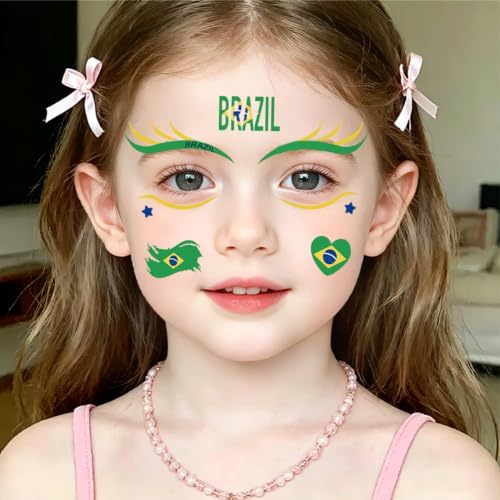 Brazil Flag Temporary Tattoos - Waterproof Face Stickers