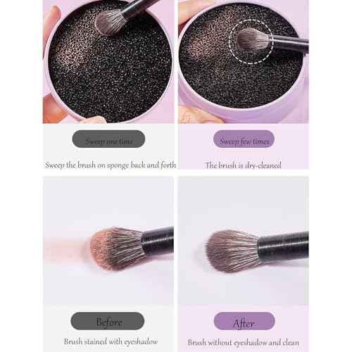 2 Pack Makeup Brush Cleaner Dry Sponge to Remove Eyeshadow Blush Powder Brush Color Change Clean Quickily and Easily Portable for Home or Travel Makeup