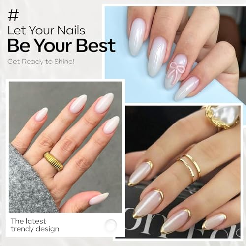 Modelones Milky White Jelly Gel Nail Polish - 15ml Translucent Soak Off Gel
