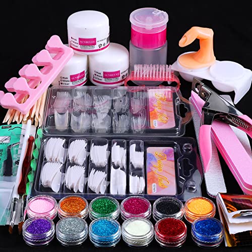 Acrylic Nail Kit for Beginners - Complete DIY Starter Set with Powders & Glitter