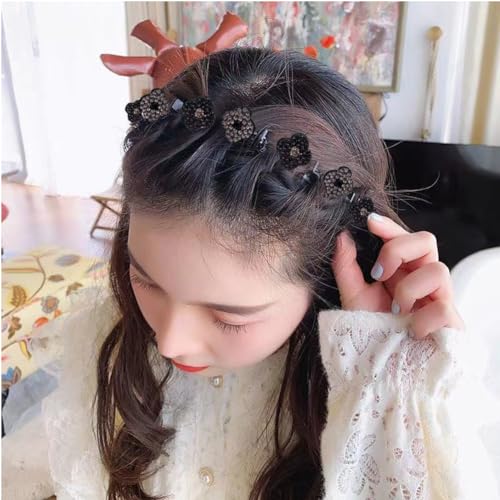 4-Pack Flower Crystal Hair Bands with Clips for Women