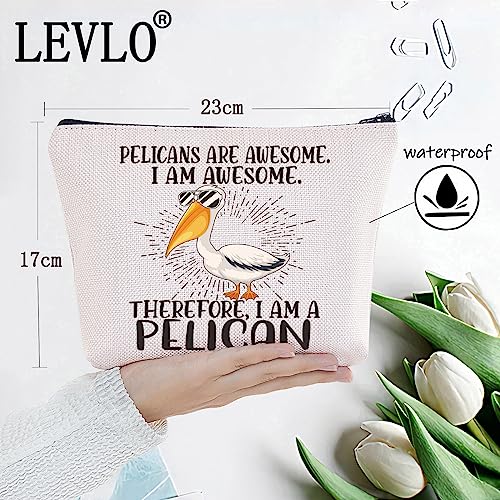 LEVLO Pelican Cosmetic Makeup Bag Pelicans Lover Gift Pelicans Are Awesome Makeup Zipper Pouch Bag For Pelicans Fans (Pelicans Are Awesome)