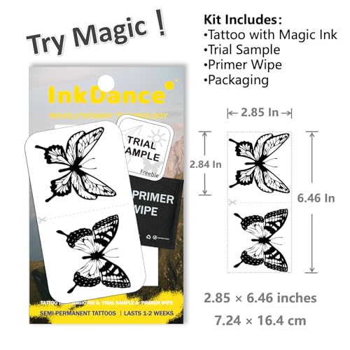 InkDance Semi-Permanent Butterfly Tattoos - Waterproof, 1-2 Weeks