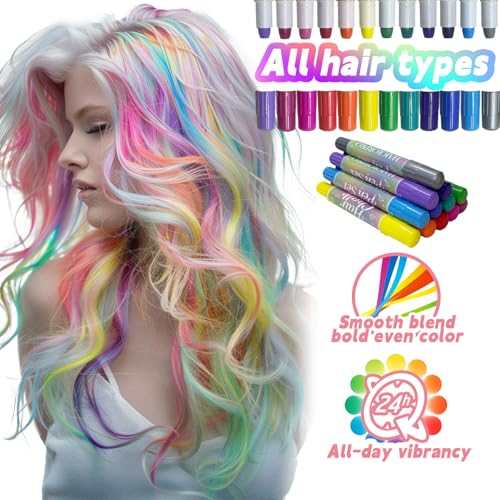 HAIOLORPRO 12-Color Hair Chalk Set - Washable & Non-Toxic