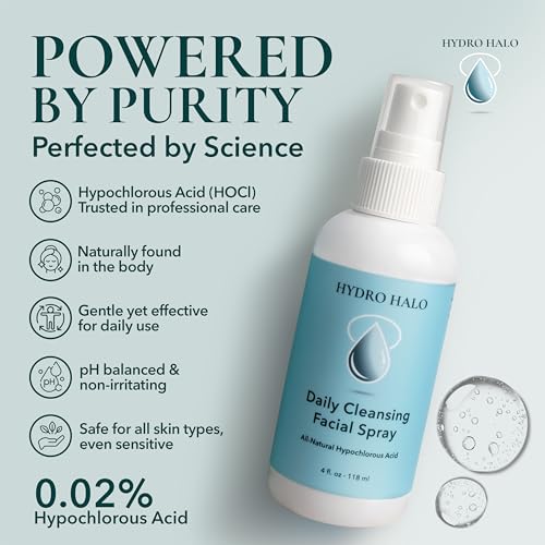 0.02% Hypochlorous Acid Spray for Face & Skin ? Hydrating Facial Mist, Calm Redness & Irritation, Post-Workout, pH Balanced, No Alcohol, Daily Skin Care, Made in USA, 4 Oz