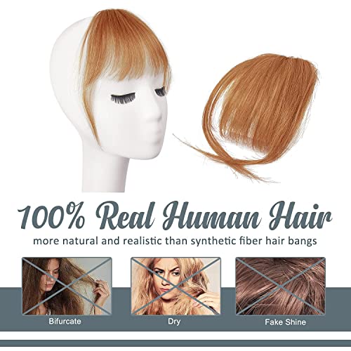 Auburn Clip-In Human Hair Bangs | Wispy Fringe Extensions