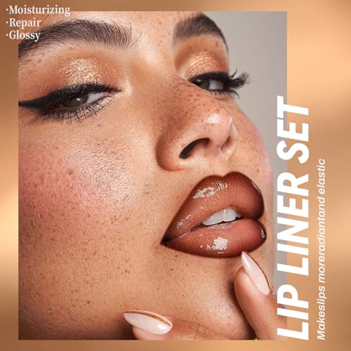 HOSAILY Lip Combo: Mocha Brown Lip Liner + Nude Gloss, Long-Wear Matte Lip Stain
