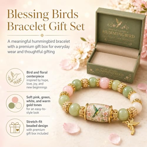 2026 Limited Edition Blessing Birds Bracelet with Gift Box - Inspirational Hummingbird Jewelry for Women