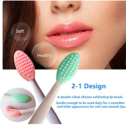 3 Pcs Lip Scrub Brush Set - Silicone Exfoliating Lip & Face Cleansers - Lightening