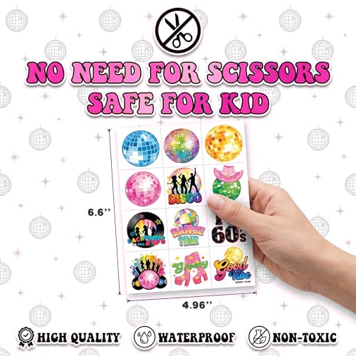 96 PCS Disco 70s Temporary Tattoos for Kids | Retro Party Favors