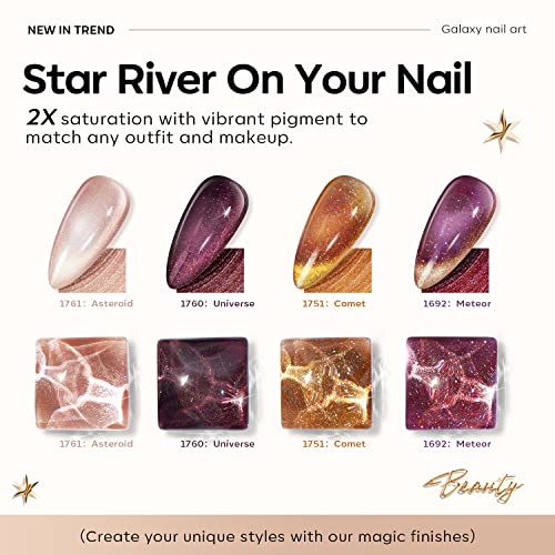 Modelones Fall Gel Nail Polish Set with 6 Colors Including Nude Brown - Cat Eye & Glitter Effects