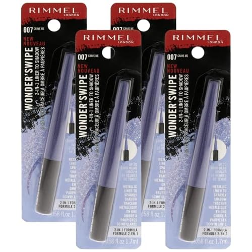 Rimmel London Wonder Swipe 2-in-1 Liner to Shadow - 007 Crave Me Eyeliner Women 0.06 oz (Pack of 4)