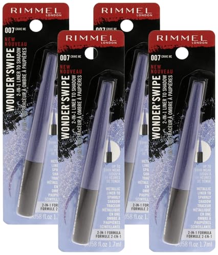 Rimmel London Wonder Swipe 2-in-1 Liner to Shadow - 007 Crave Me Eyeliner Women 0.06 oz (Pack of 4)