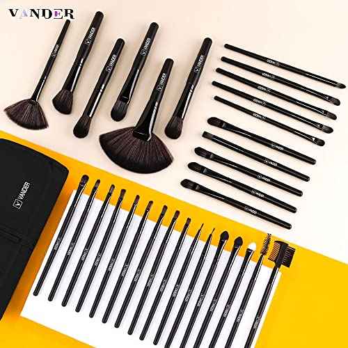Vander Make up Brush Set, 32Pcs Professional Premium Synthetic Brochas Para Maquillaje, Foundation Powder Concealers Eyeshadow Eyeliner Brush Travel make up brushes set (Black)
