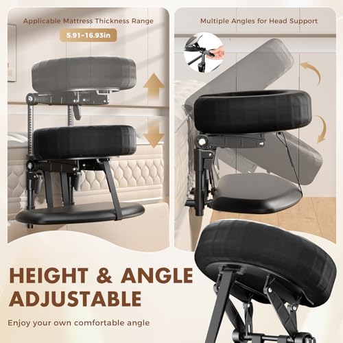 Adjustable Massage Headrest for Bed with Memory Foam Pillow