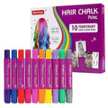 Hair Chalk Pens Set - 10 Washable Colors with Glitter