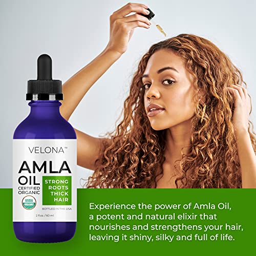 velona Amla Oil USDA Certified Organic - 2 oz | 100% Pure and Natural Carrier Oil | Extra Virgin, Unrefined, Cold Pressed | Hair Growth, Body, Face & Skin Care | Use Today - Enjoy Results…