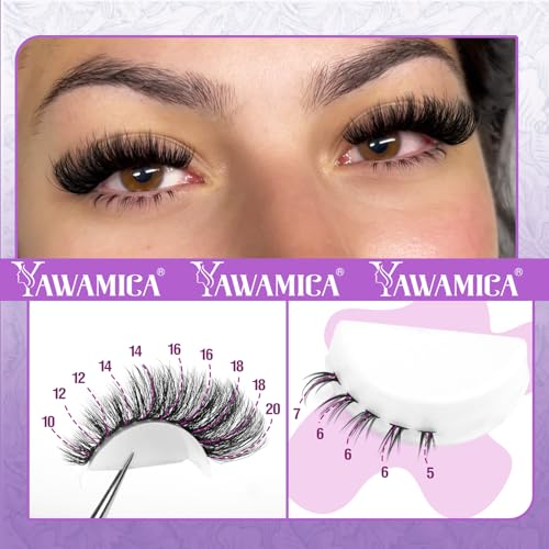 Yawamica Cluster Lash Extensions 315pcs DIY Kit with Bottom Lashes