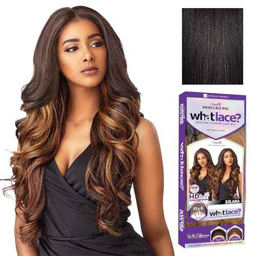 Sensationnel What Lace 13X6 Wigs - Solana Lacefrontal Hand Tied Glueless Synthetic With Natural Density Preplucked Hairline (1B OFFBLACK)