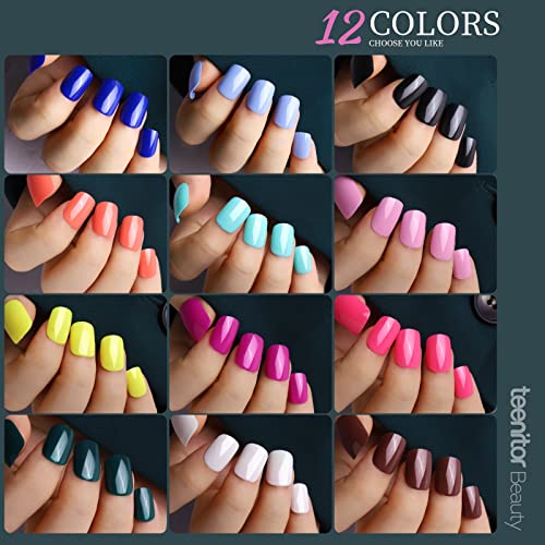 Teenitor Almond Press On Nails Medium Almond Glossy Press On Almond Fake Nails, 288Pcs Almond Shape Press On Nails With Glue,12 Color Almond Glue On Nails