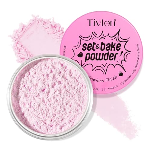 Setting Powder for Makeup, Extra Fluffy Loose Face Powder Poof, Soft Natural Face Makeup for Uneven Skin Tone, Blendable Oil Free Powder Foundation,Talc Free,Vegan,Cruelty-Free, 24g (#3 Pink)