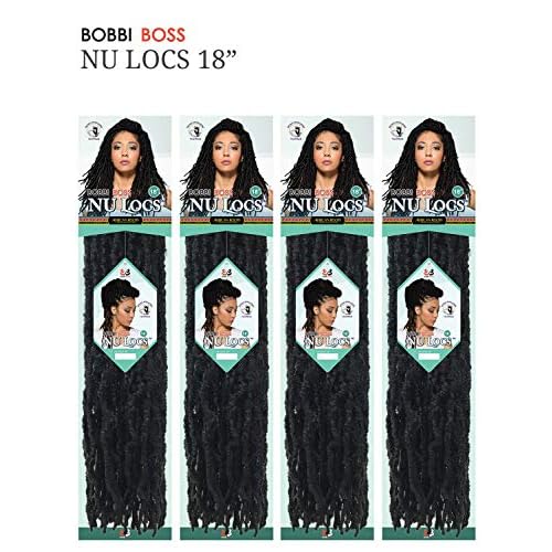 Bobbi Boss Synthetic Hair Crochet Braids African Roots Braid Collection Nu Locs 18" (4-Pack, 1B)