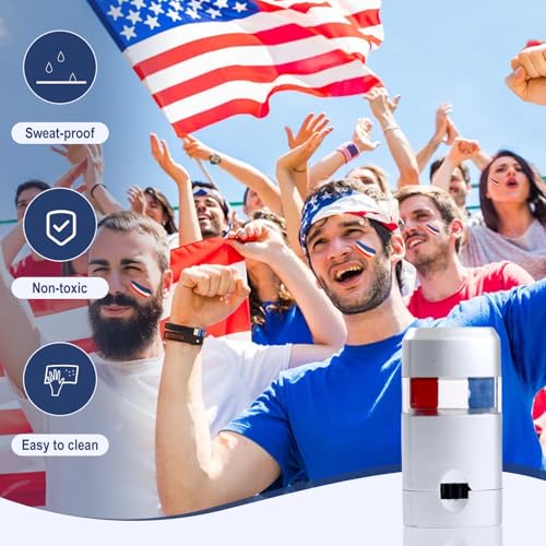 CHENXYUAN 2 Pcs Patriotic Red White Blue Face Paint Sticks for 4th of July Sports Events - Model 1