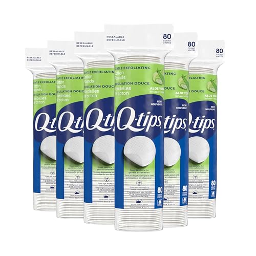 Q-tips Gentle Exfoliating Cotton Rounds - 100% Cotton Pads, 6 Pack (480 Ct)