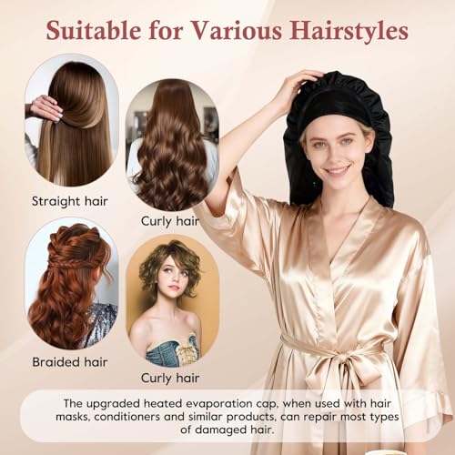 Heat Cap for Deep Conditioning Hair Steamer with 10-Level Temperature Control