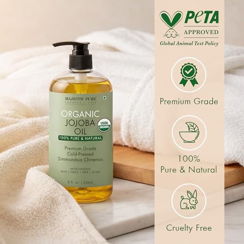 Majestic Pure Organic Jojoba Oil with Roller - 8 fl oz