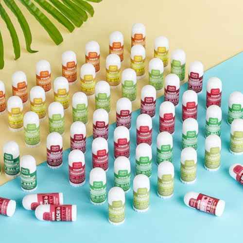 Mini Lip Balm 20 Pack, Natural Lip Balms Bulk with Vitamin E and Coconut Oil, Moisturizing Lip Balm for Dry Cracked lips - 10 Flavors