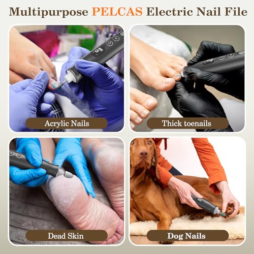 Cordless Electric Nail Grinder with 10 Speeds & LED Light