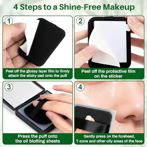 Oil Blotting Sheets 200pc with Mirror & Puff - Bamboo Charcoal