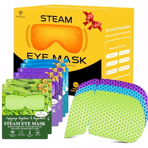 30 Pcs Steam Eye Mask for Puffy Eyes & Dark Circles, Self-Heating Sleep Mask for Travel Essentials, Hydrating & Soothing Eye Patches, Self-Care SPA Relaxation Gifts for Women, Men,Stocking Stuffers