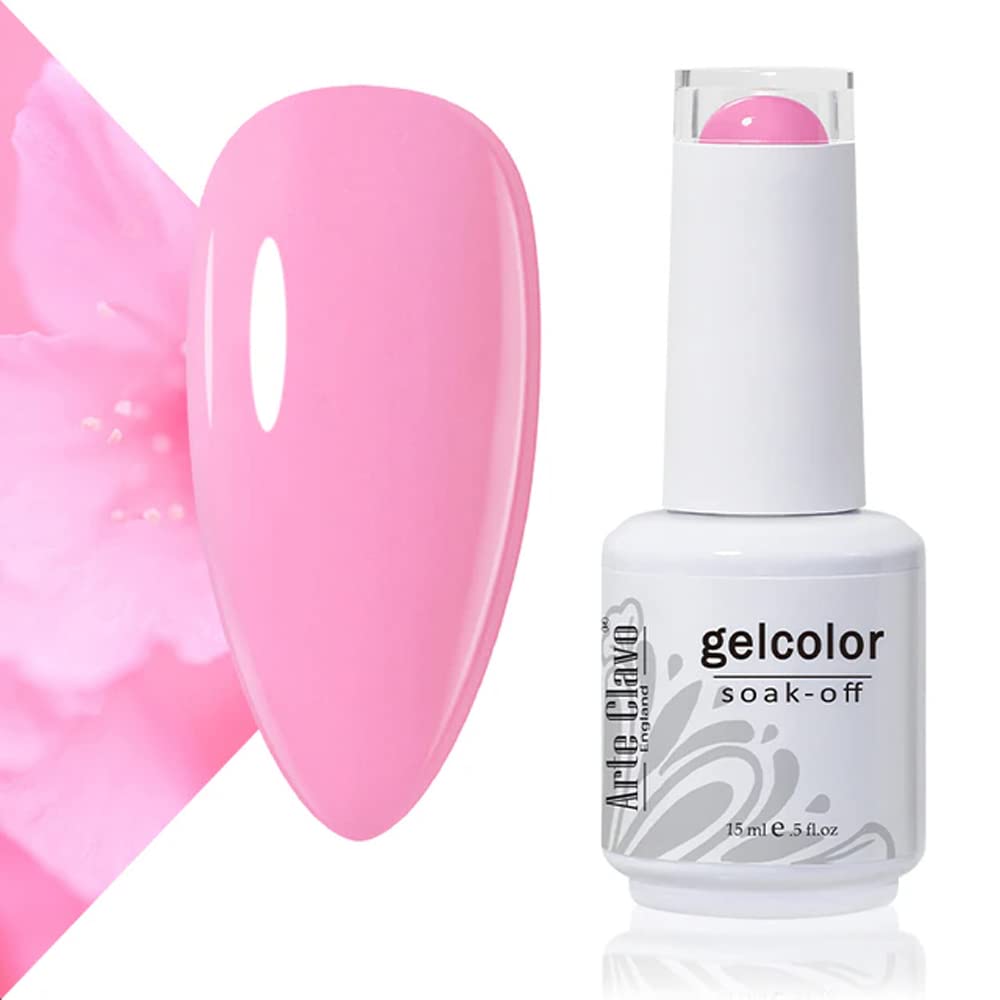 Arte Clavo 15ml Light Pink Gel Nail Polish, Cotton Candy Polish Color Soak Off UV LED Nail Gel Polish Nail Art Starter Manicure Salon DIY at Home, 0.5OZ 1409…