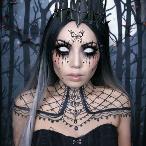 Halloween Face Tattoo Stickers - 10 Sheets Spider Web Eye Makeup