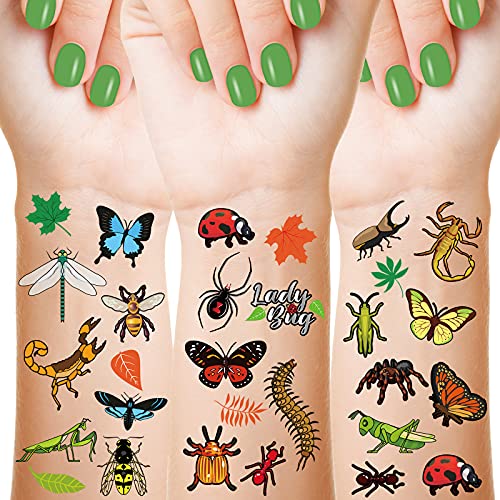 288 Pcs Insect Temporary Tattoos - 18 Sheets Bug Party Favors