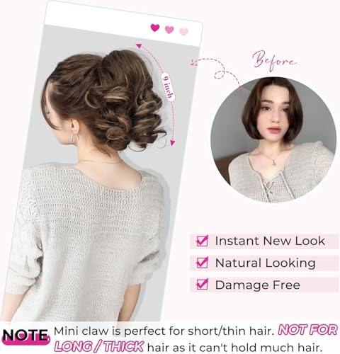 REECHO Curly Ponytail Extension Claw Clip 9" Short