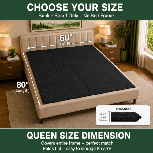 Queen Bunkie Board 60"×80" Non-Slip Foldable Mattress Support