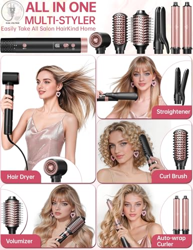 7-in-1 Hair Dryer Brush with Auto Curler & Straightener