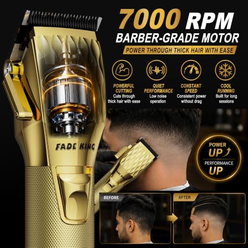 FADEKING Cordless Hair Clippers & T-Blade Trimmer Kit, Professional Barber Set
