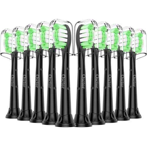 Fit for Sonicare Replacement Heads, Toothbrush Replacement Brush Heads Compatible with Philips Sonicare Click on Electric Toothbrush, 10 Pack, Black